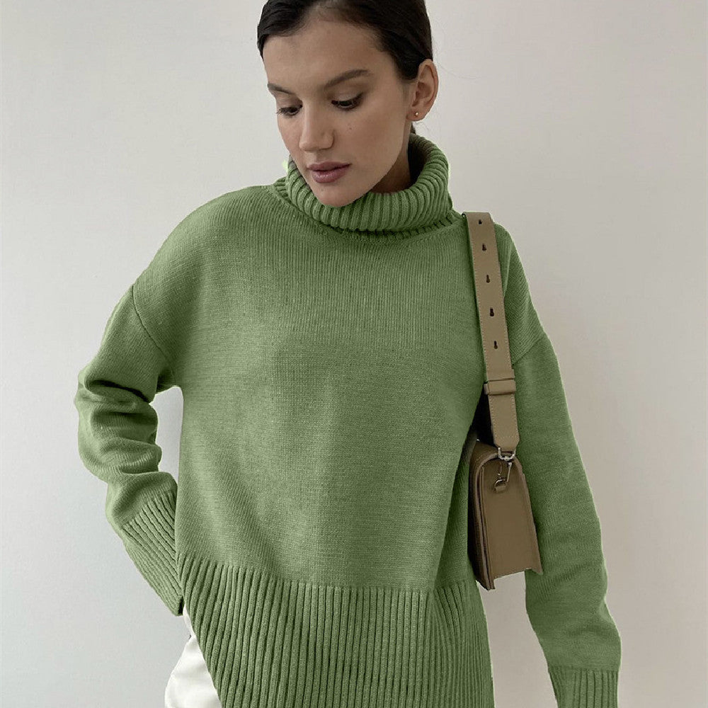 Pull ample tissu Cachemire automne-hiver pour femme de couleur unie