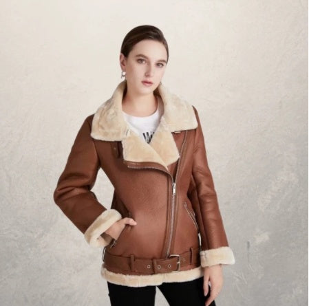 Veste de moto en cuir pour femme