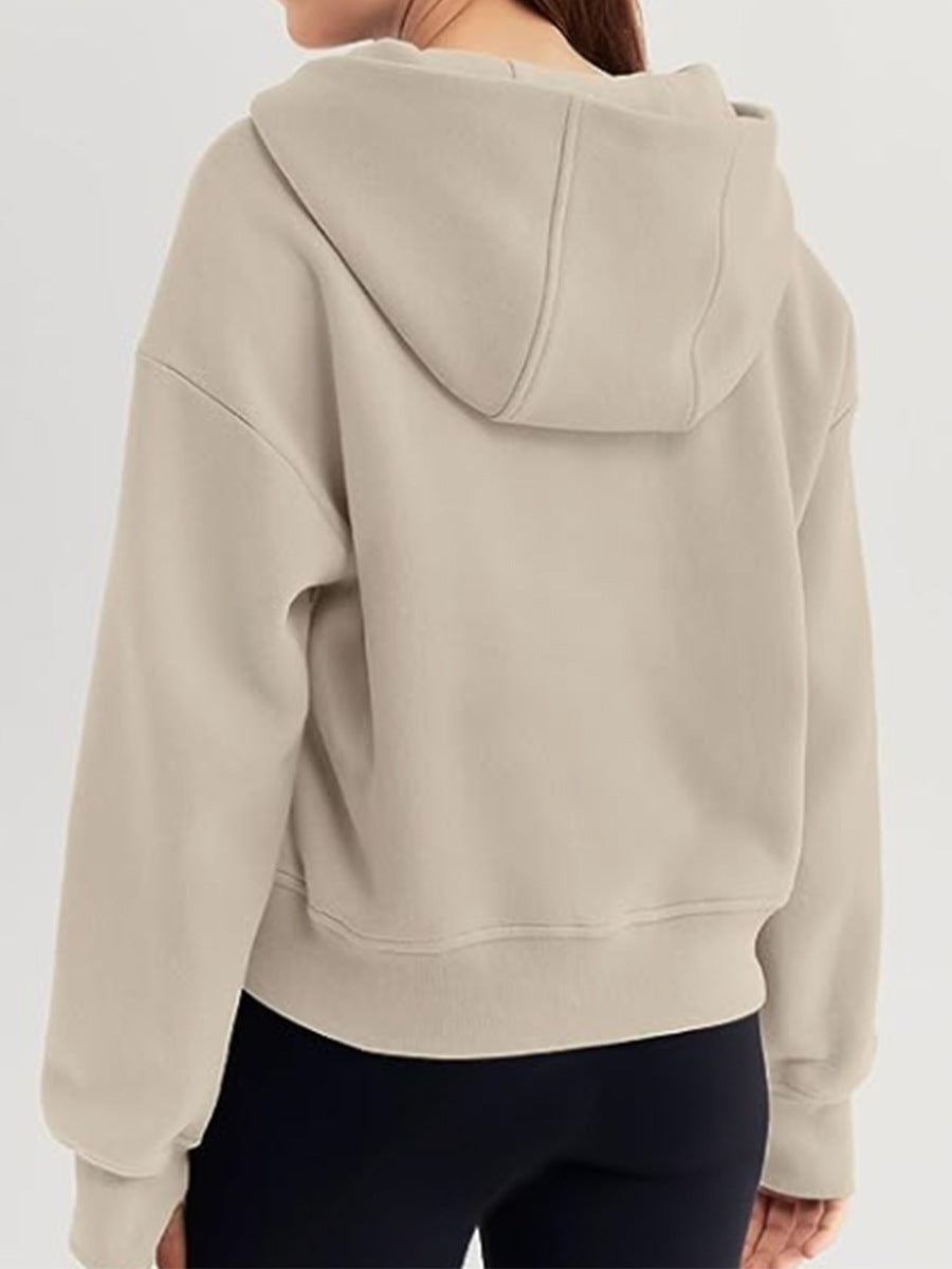 Pull à capuche ample à manches longues et fermeture éclair d'automne et d'hiver