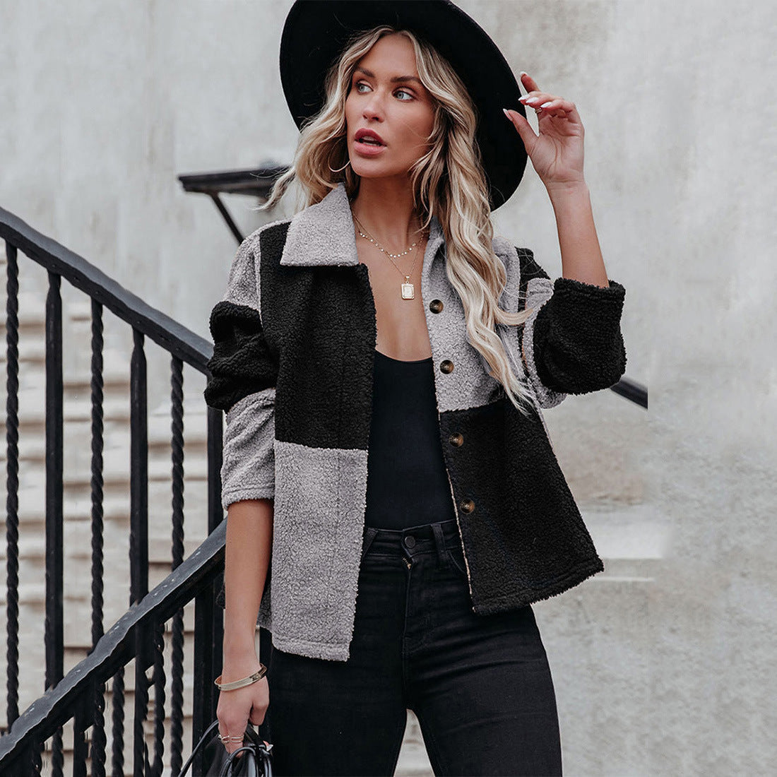 Manteau en laine à simple boutonnage pour femme
