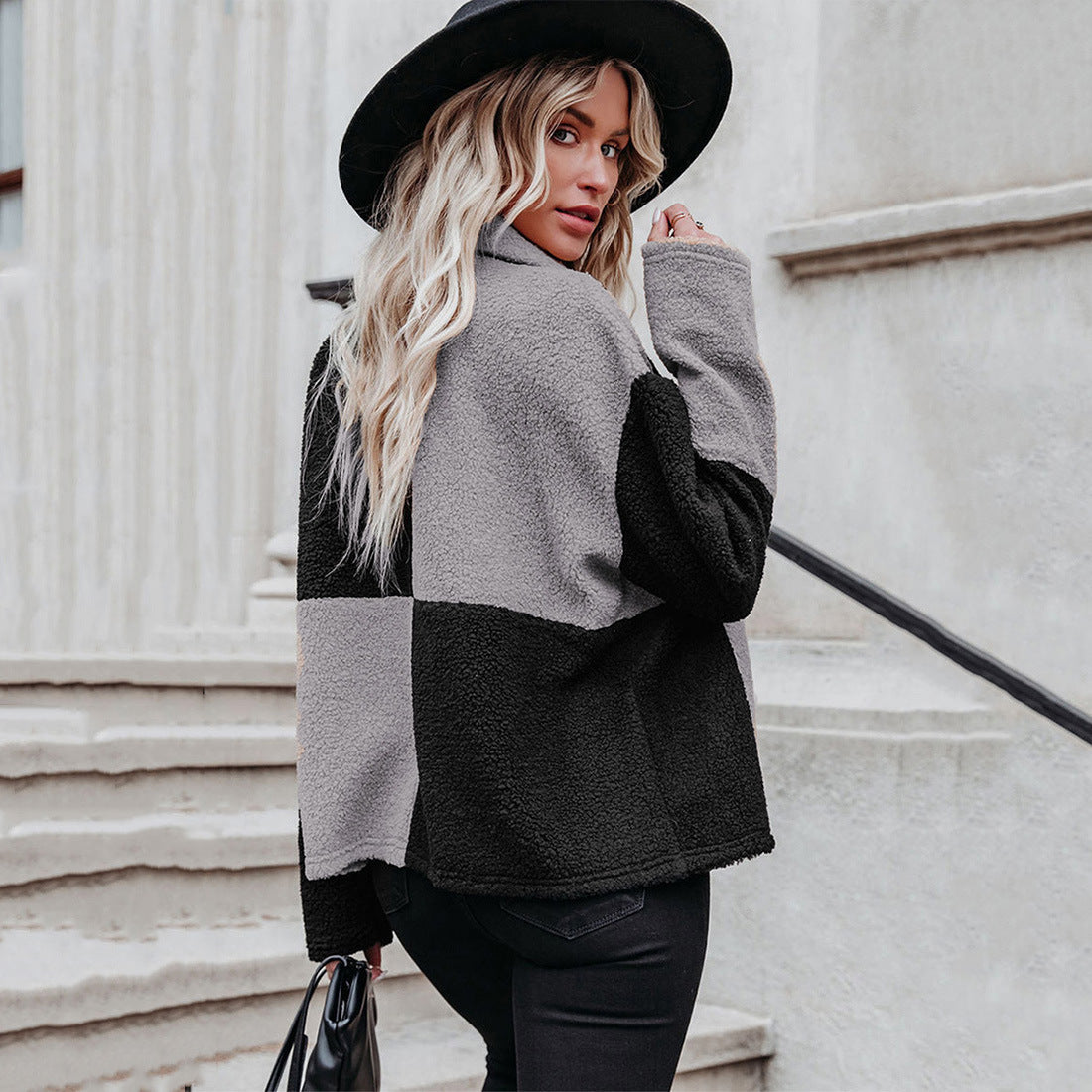Manteau en laine à simple boutonnage pour femme