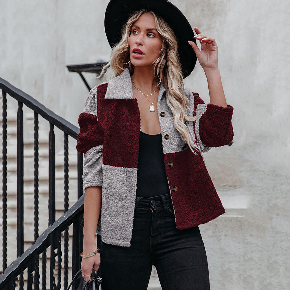 Manteau en laine à simple boutonnage pour femme