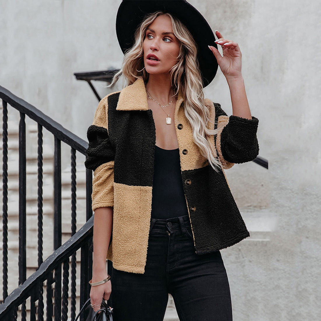 Manteau en laine à simple boutonnage pour femme
