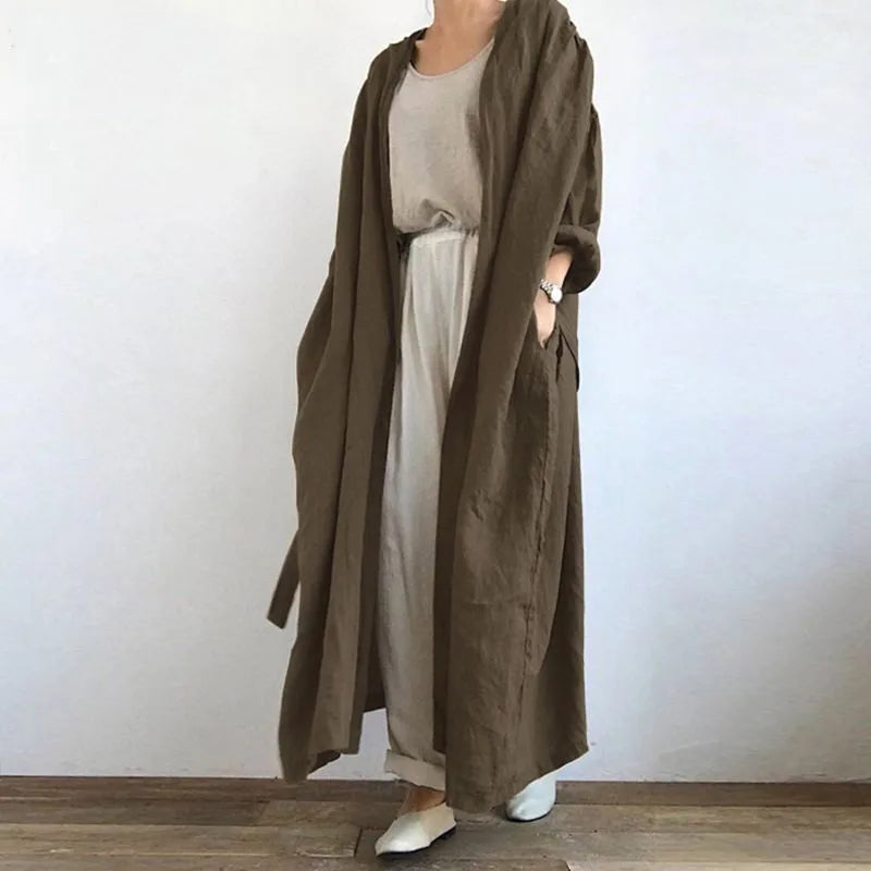 Robe Chemise Décontractée à Lacets et Manches Longues, Automne