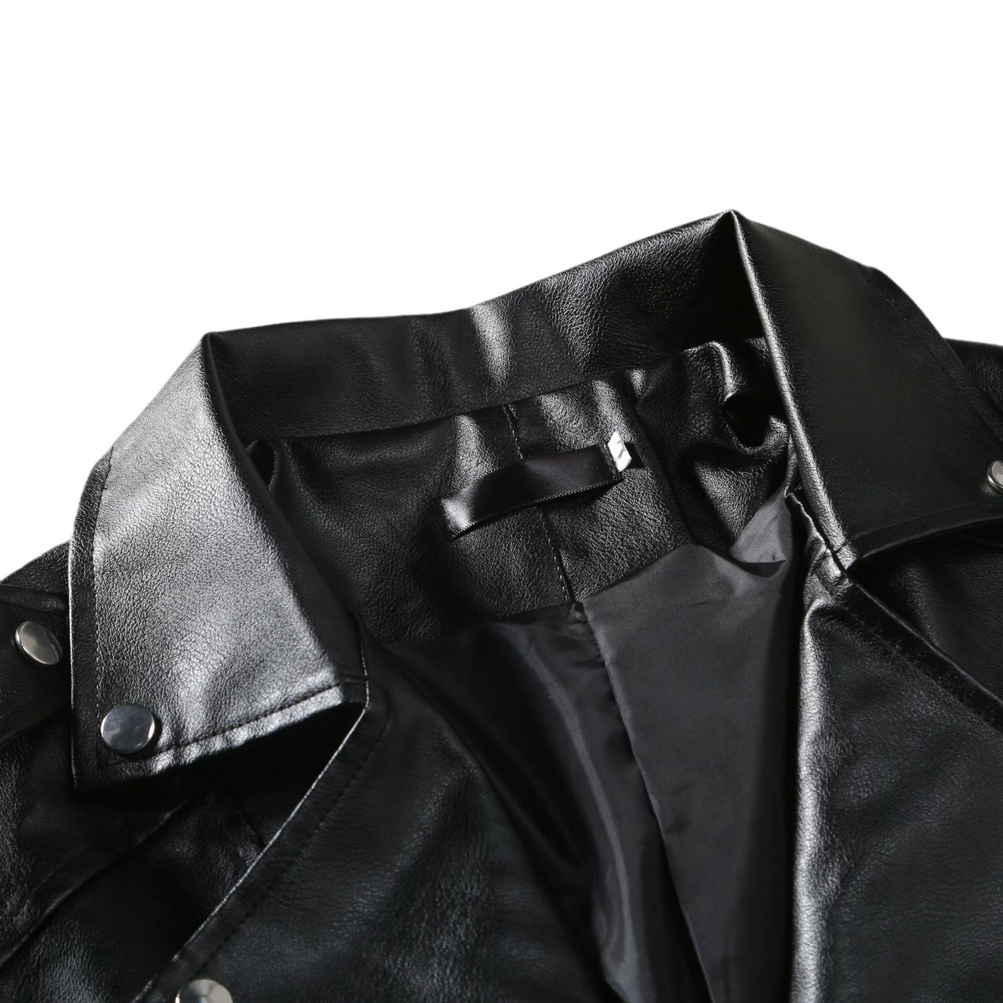 Veste en cuir à revers coupe slim