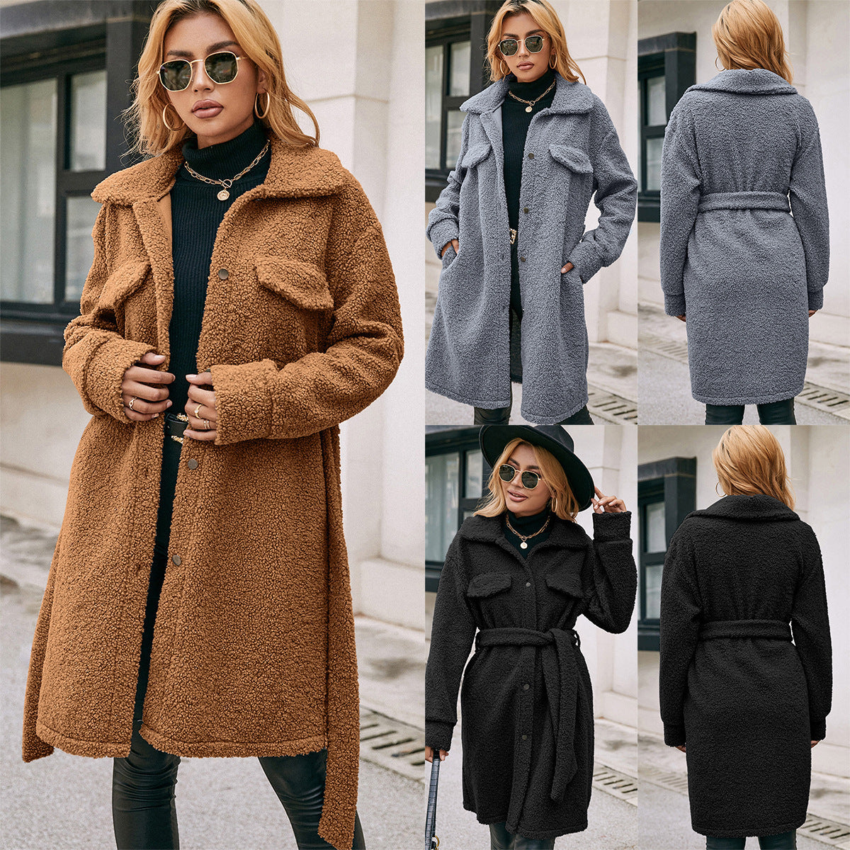 "Trench-Coat en Peluche Élégant – Style Intemporel et Confort Inégalé