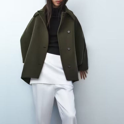 Manteau français à la mode, col Polo, manteau à manches courtes mélangées