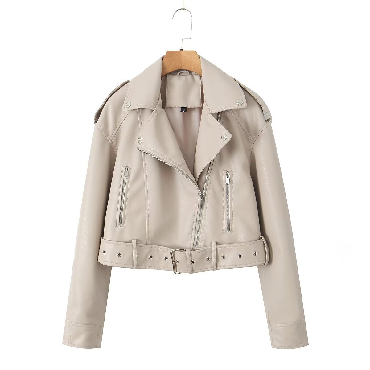 Veste en cuir dégradé lavable pour femme*