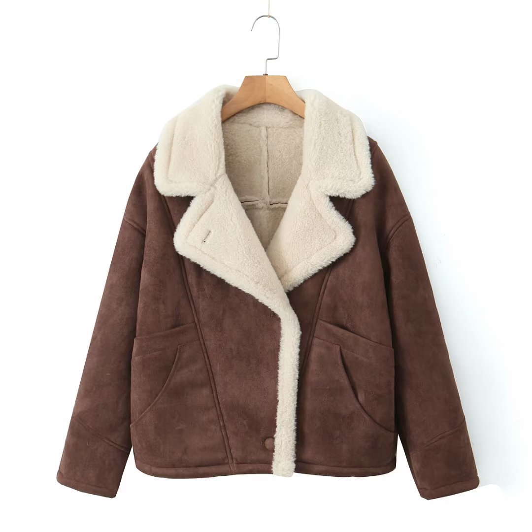 Manteau Oversize Vintage en Laine d'Agneau pour Femme - Élégance et Chaleur