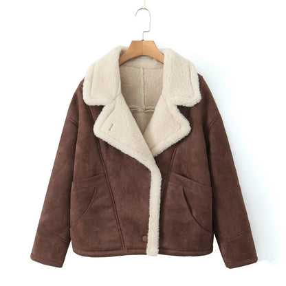 Manteau Oversize Vintage en Laine d'Agneau pour Femme - Élégance et Chaleur