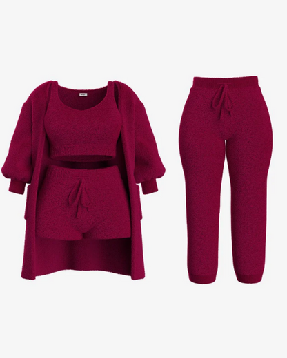 Ensemble Confort Luxe : Cardigan, Brassière, Short, Pantalon et Chaussettes (5 pièces)