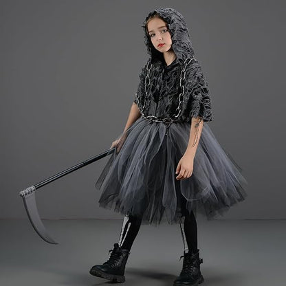 Costume d'Halloween pour filles - Cosplay fantôme et cape noire