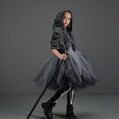 Costume d'Halloween pour filles - Cosplay fantôme et cape noire