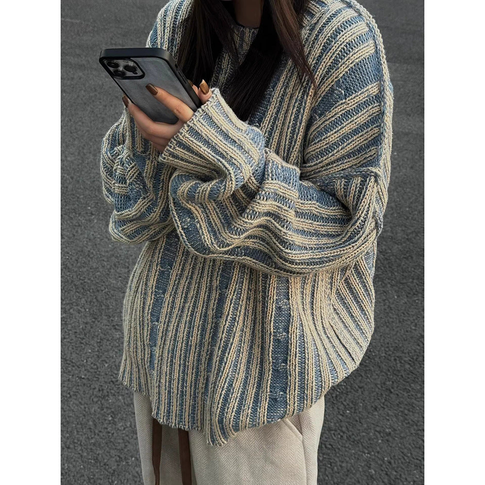 Pull Vintage à Rayures Élégantes - Style et Confort Réunis pour les Femmes Modernes