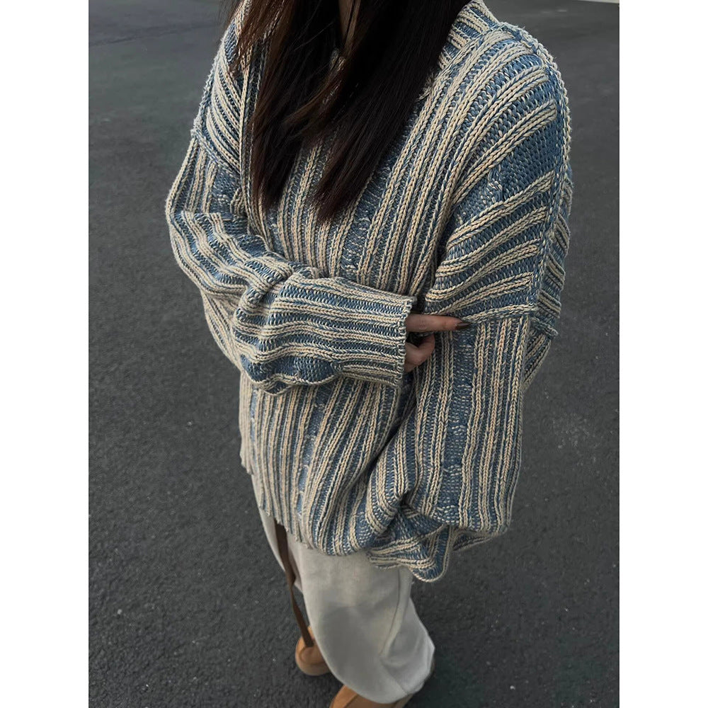 Pull Vintage à Rayures Élégantes - Style et Confort Réunis pour les Femmes Modernes