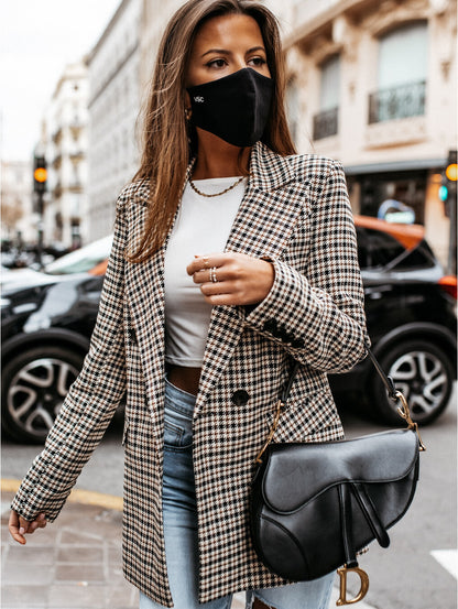 Costume de tempérament imprimé à carreaux pour femmes