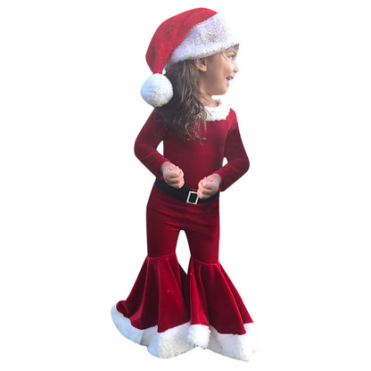 Ensemble 3 Pièces de Noël pour Enfants avec Chemise et Chapeau