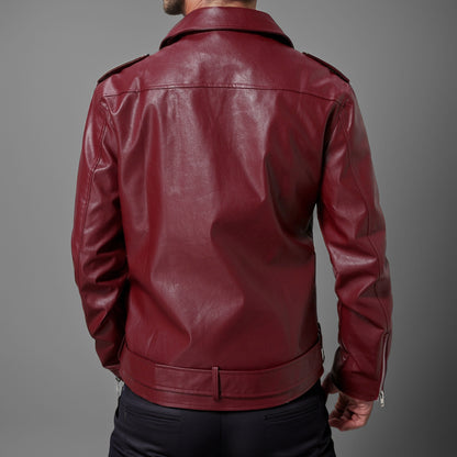 Veste en cuir à revers coupe slim