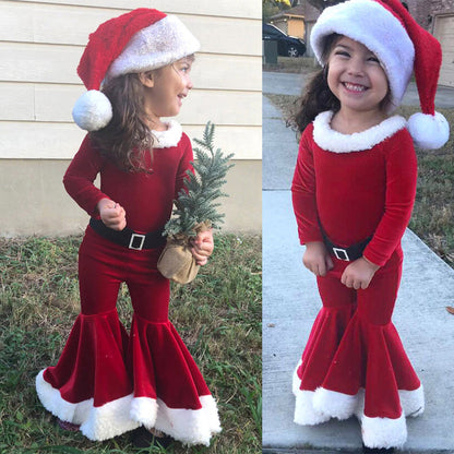 Ensemble 3 Pièces de Noël pour Enfants avec Chemise et Chapeau