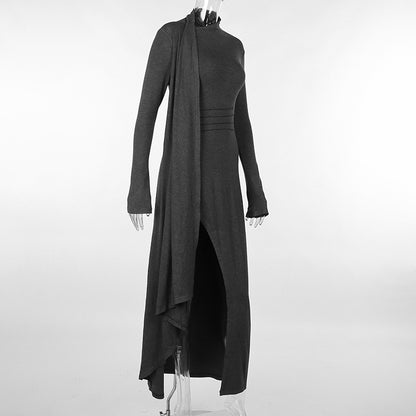 Robe ajustée en maille à manches longues pour femme tendance automne