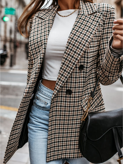 Costume de tempérament imprimé à carreaux pour femmes