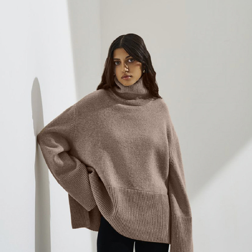 Pull ample tissu Cachemire automne-hiver pour femme de couleur unie