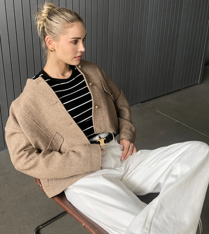 Veste Courte Laine Mode Femme 2024