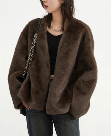 Manteau femme casual en peluche