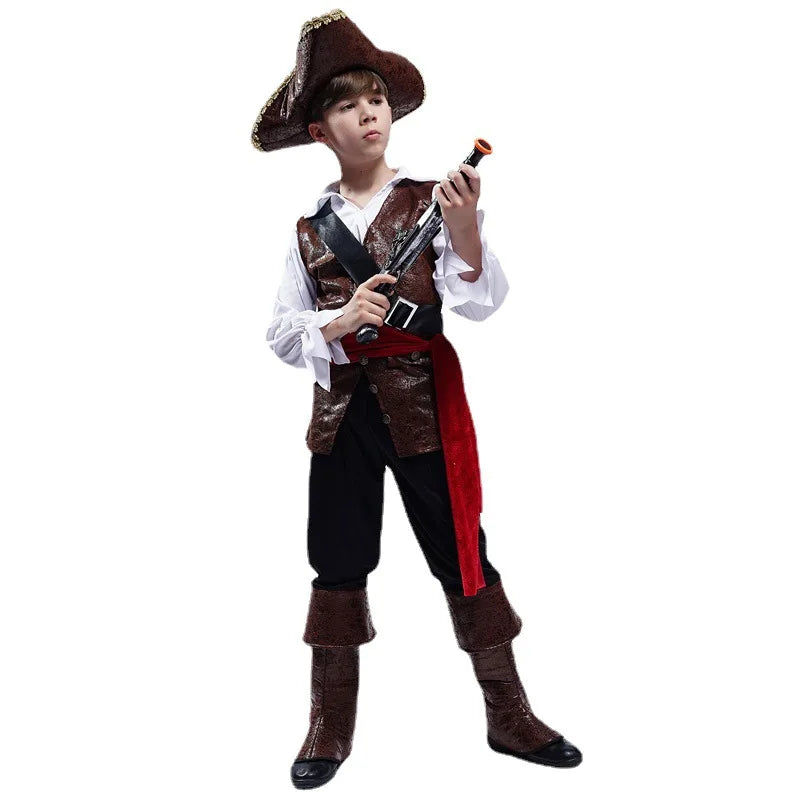 Costume de pirate capitaine pour garçons, Halloween et fêtes