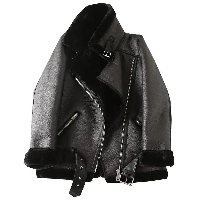 Veste de moto en cuir pour femme