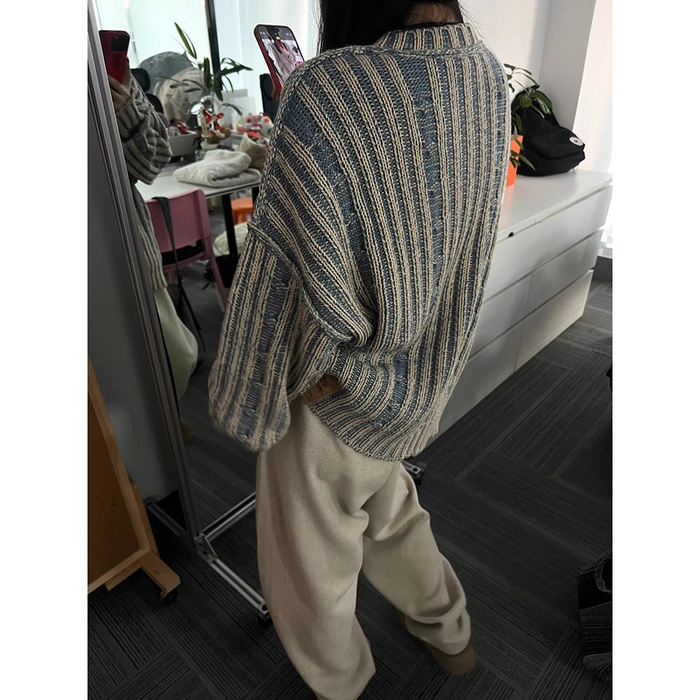 Pull Vintage à Rayures Élégantes - Style et Confort Réunis pour les Femmes Modernes