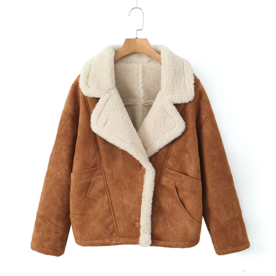 Manteau Oversize Vintage en Laine d'Agneau pour Femme - Élégance et Chaleur