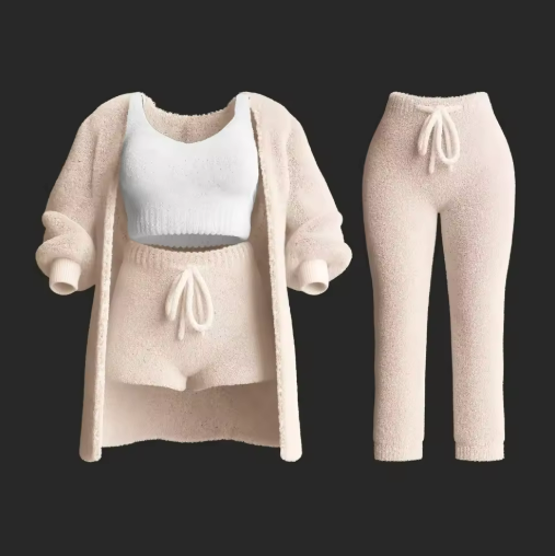 Ensemble Confort Luxe : Cardigan, Brassière, Short, Pantalon et Chaussettes (5 pièces)