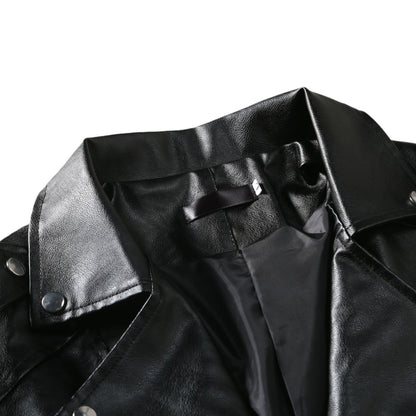 Veste en cuir à revers coupe slim