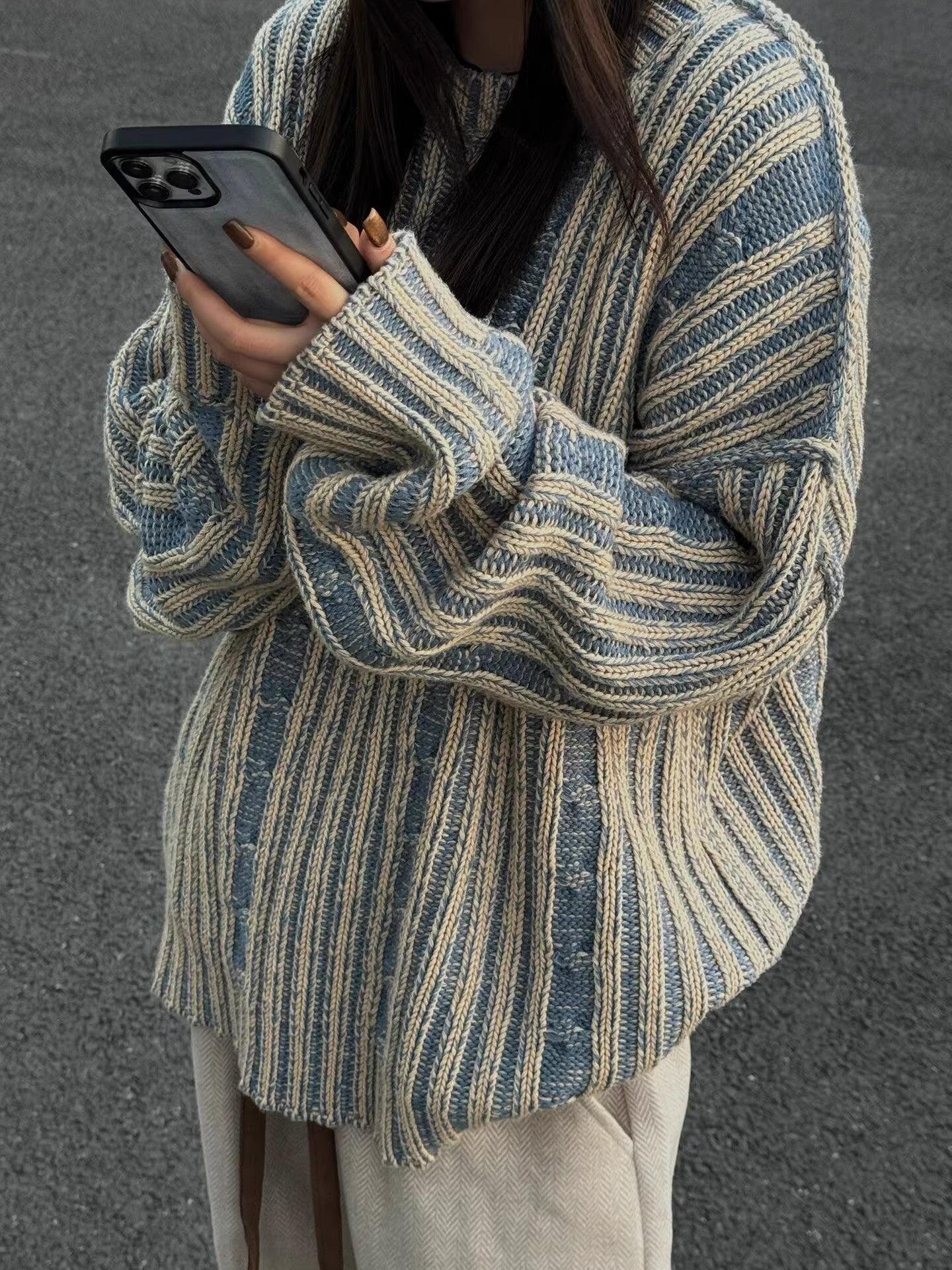 Pull Vintage à Rayures Élégantes - Style et Confort Réunis pour les Femmes Modernes