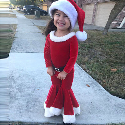 Ensemble 3 Pièces de Noël pour Enfants avec Chemise et Chapeau