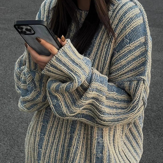 Pull Vintage à Rayures Élégantes - Style et Confort Réunis pour les Femmes Modernes