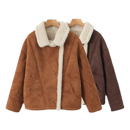 Manteau Oversize Vintage en Laine d'Agneau pour Femme - Élégance et Chaleur